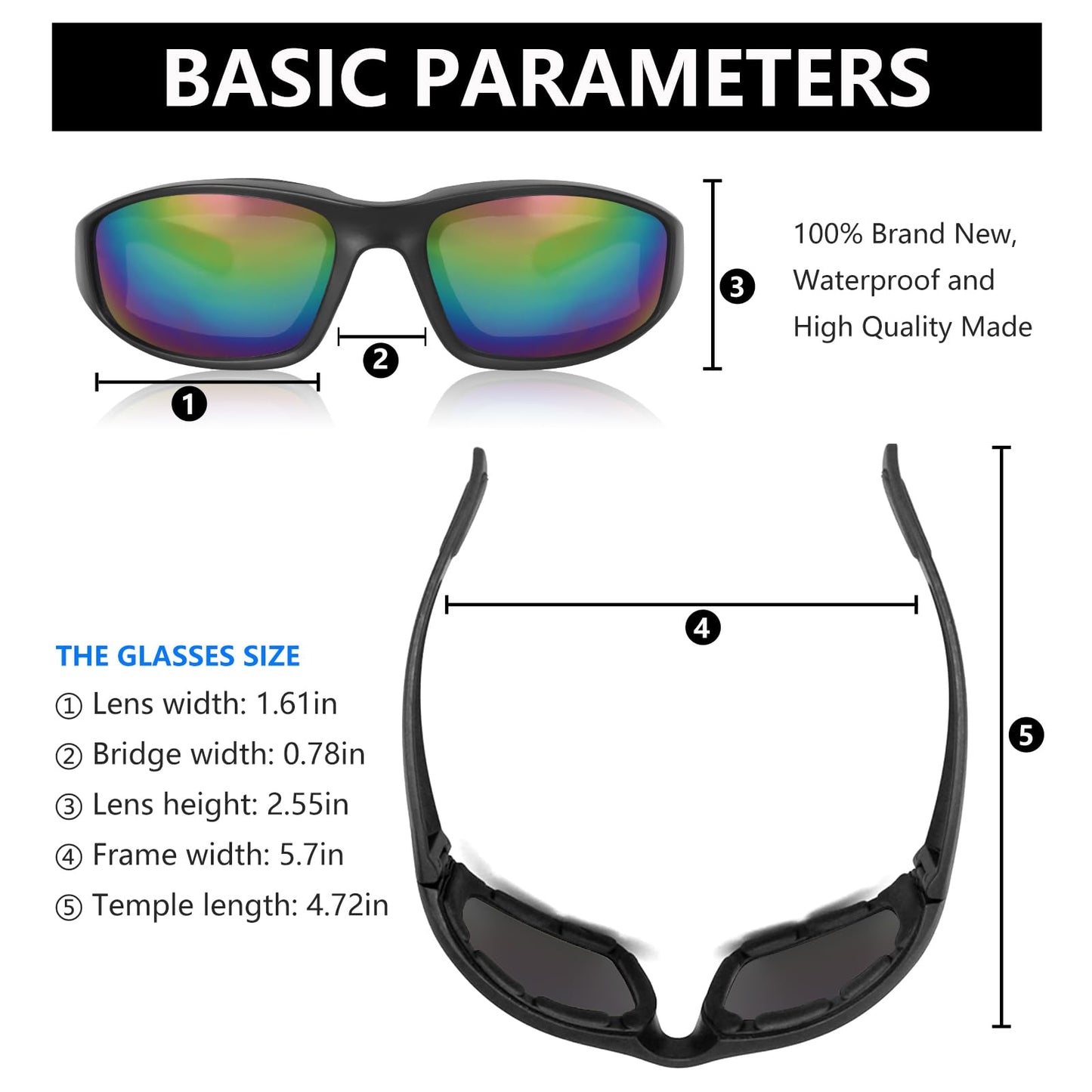 3 Pair Motorcycle Riding Glasses Padding Goggles UV Protection Dustproof Windproof Motorcycle Sunglasses for Outdoor Actives