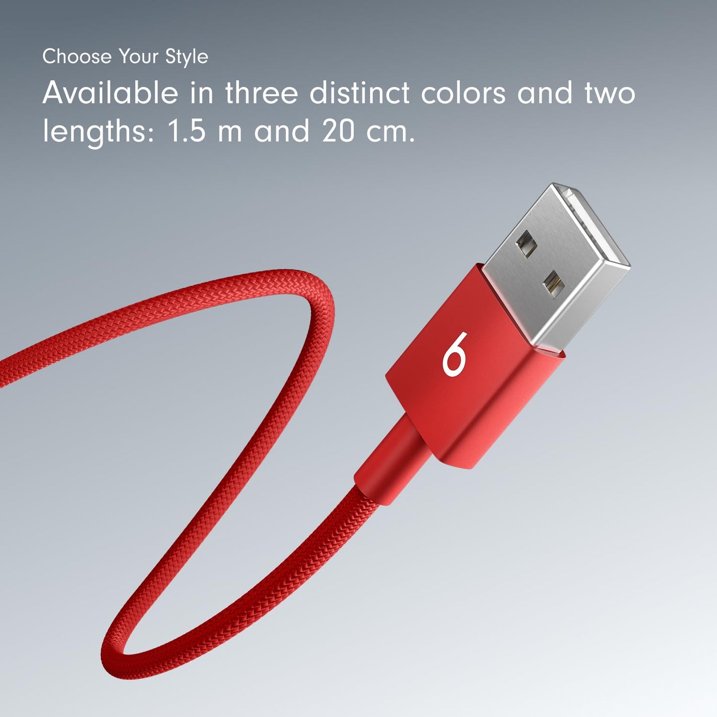 Beats USB-A to USB-C Woven Cable Fast Charging Durable and Tangle-Free Design Compatible Charger for Apple & Android Devices (1.5 m, 5 ft) - Rapid Red