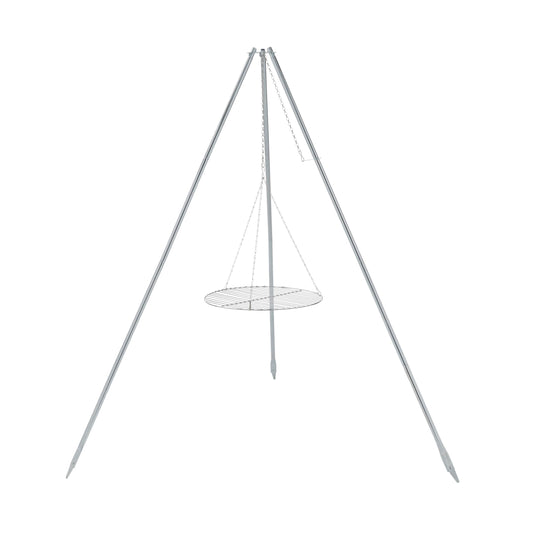 Coleman Tripod Campfire Grill & Lantern Hanger, Grill Grate with Adjustable Height for Cooking Over Fire, Steel Firepit Cooking Rack