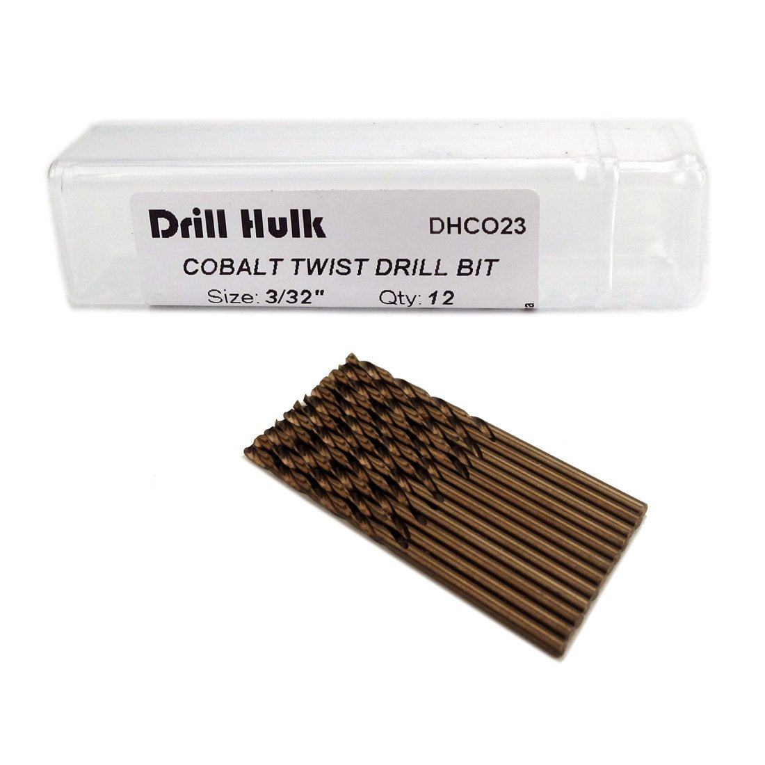 1/4-Inch Cobalt Steel M35 Jobber Length Twist Drill Bits for Hard Metal, Stainless Steel, Pack of 12