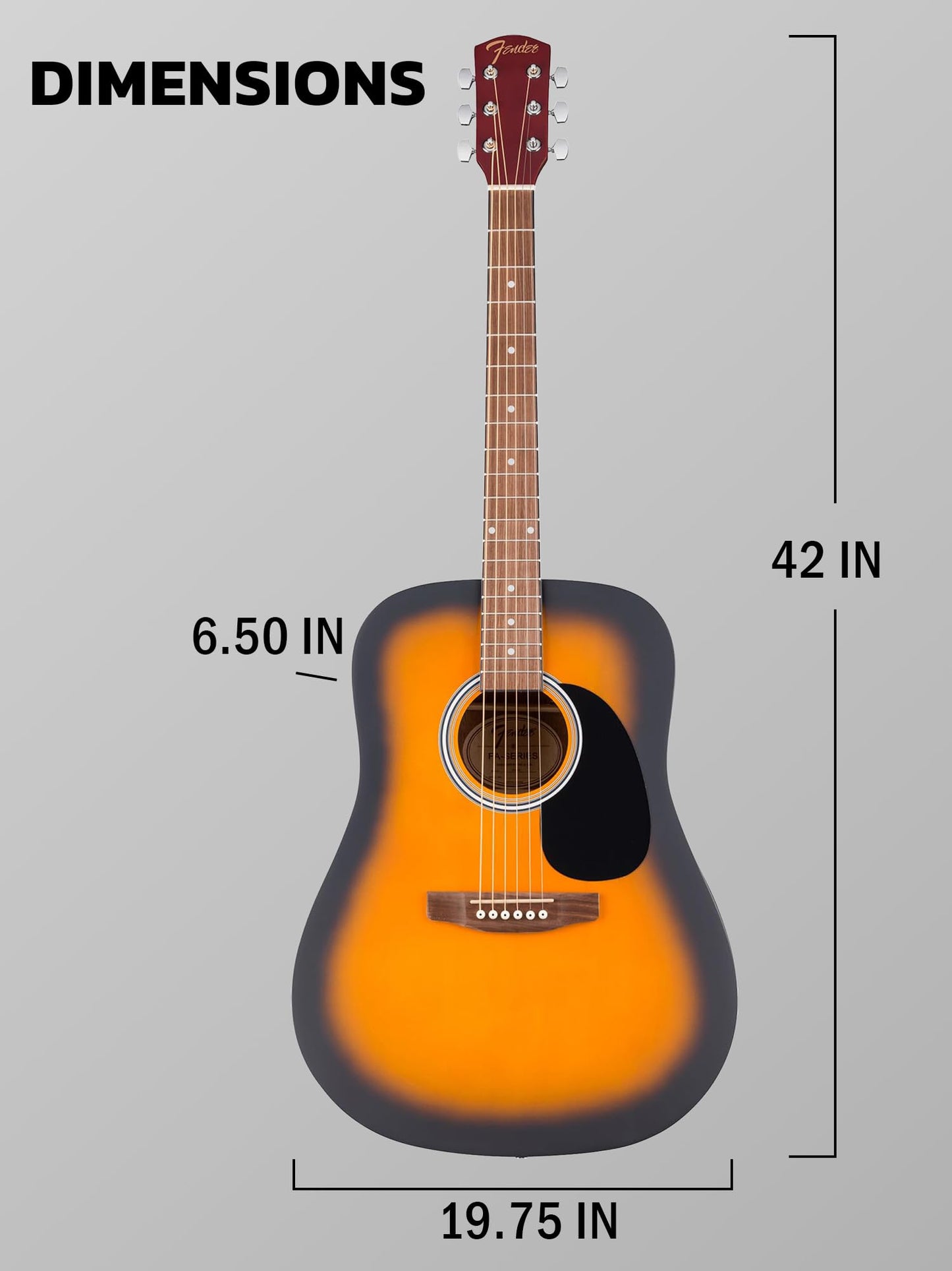 Fender Dreadnought Acoustic Guitar - Sunburst Bundle with Gig Bag, Tuner, Strings, Picks, and Austin Bazaar Instructional DVD