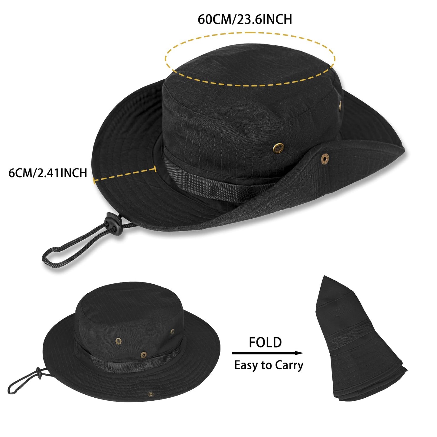 Sun Hats for Men Women Boonie Hat UPF 50+ Bucket Hat Wide Brim UV Protection Fishing Hiking Safari Outdoor Hats