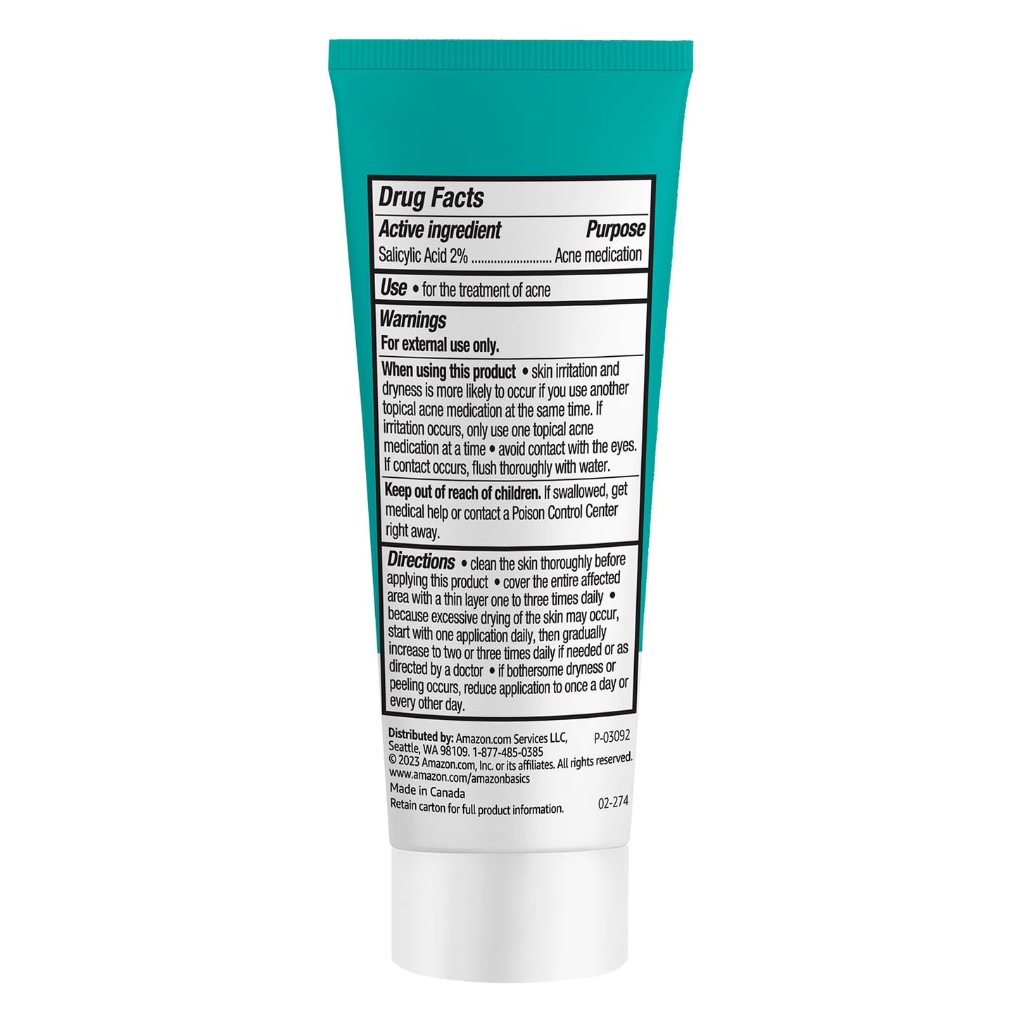 Amazon Basics Advanced Acne Spot Treatment with 2% Salicylic Acid Medication, Blemish Treatment, 0.75 Fluid Ounces, 1-Pack