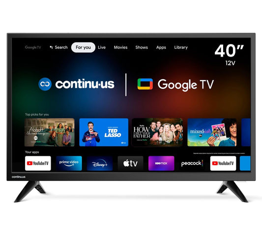 Continu.US 40" 12V RV Smart TV – Android TV with Google Assistant, Chromecast, and Free Streaming Apps – 1080p HD – CT-40TS10