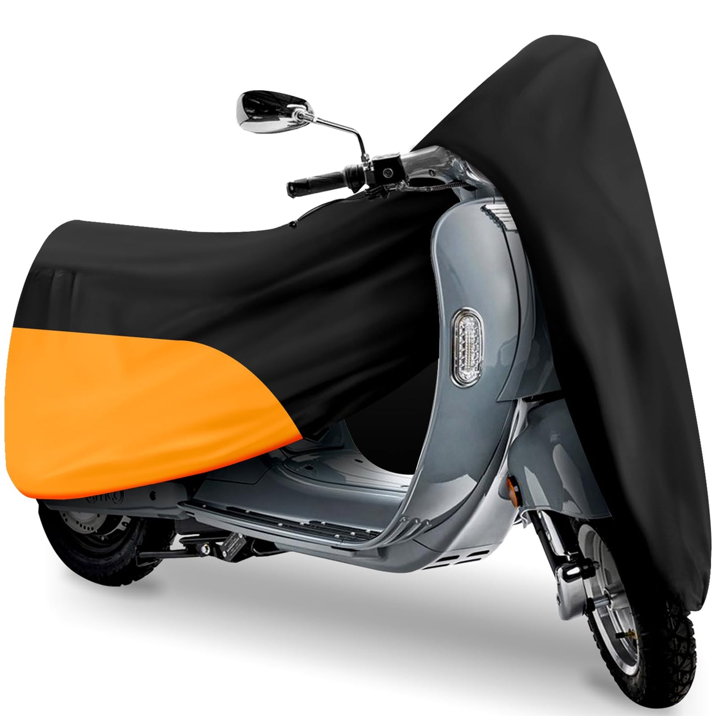 Scooter Cover, Waterproof Moped Cover, Vespa Cover, Outdoor Windproof and UV, for 72" Long Yamaha Honda Ruckus Motorbike Cover (Black)