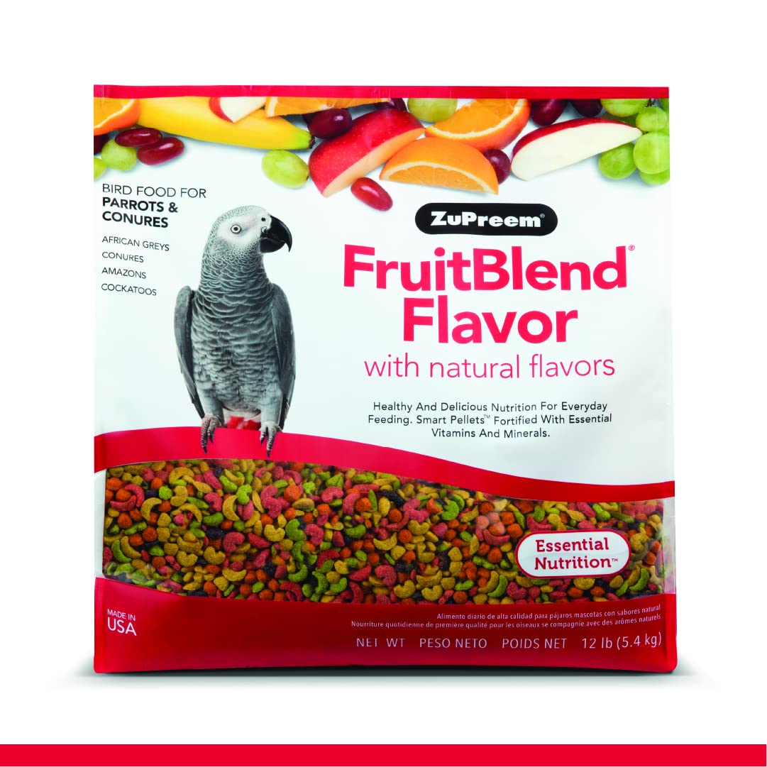 ZuPreem Smart Selects Bird Food, Daily Nutrition for Parrots, Conures, Caiques, African Greys, Eclectus, Small Cockatoos, Bird Feed Pellets & Seed Blend, Parrot Food, (Medium/Large, 4 lb bag)