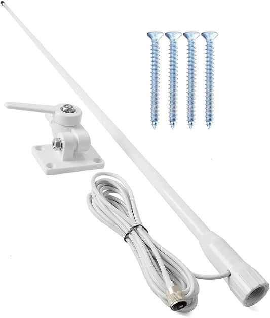 Marine VHF Radios Antenna for Boat, for Horizon Icom Cobra ham Radios, 7meters RG-58U Cable, Adjustable Ratchet, Nails