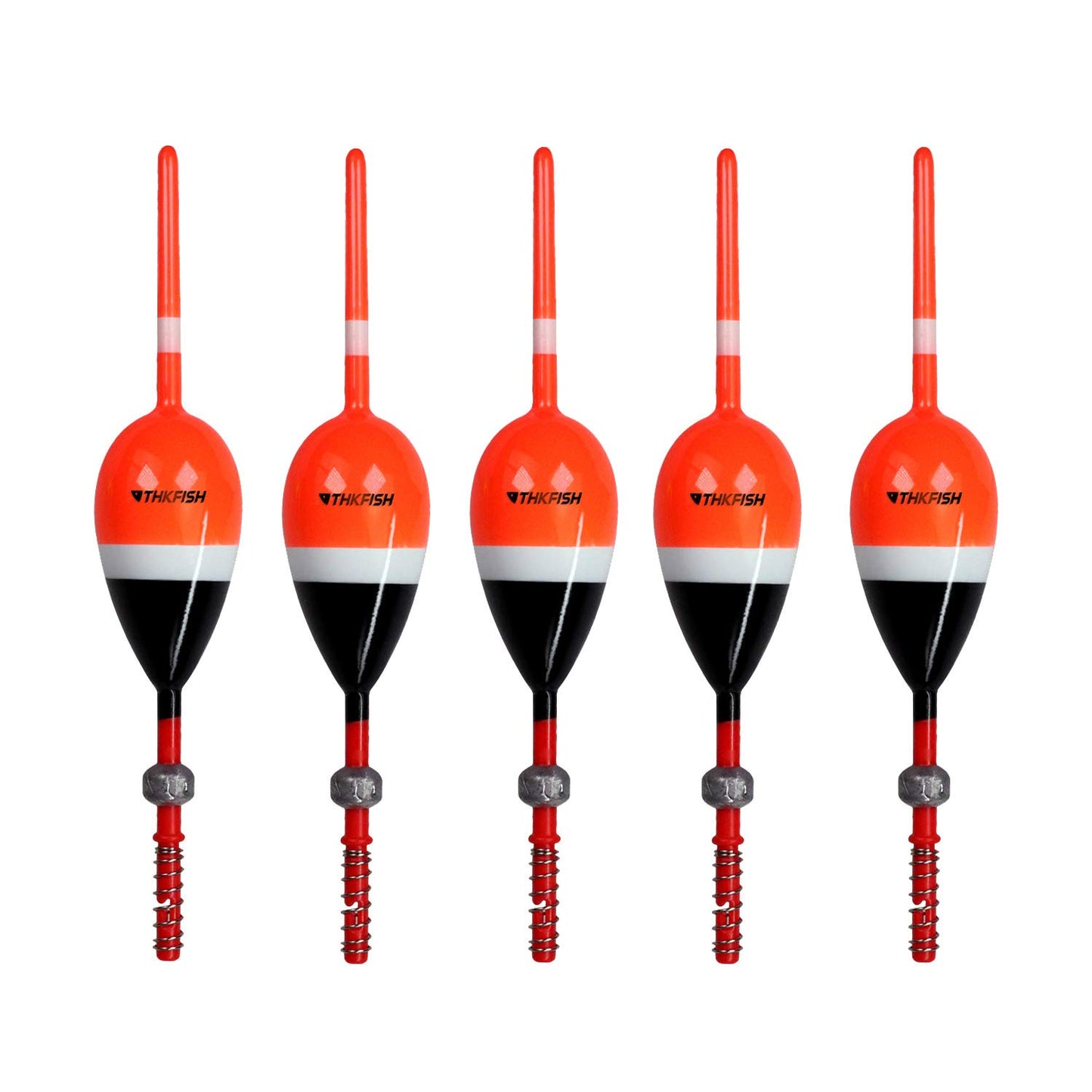 THKFISH Fishing Floats and Bobbers Balsa Wood Floats Spring Bobbers with Oval Slip Bobbers for Crappie Panfish Walleyes Fixed Bobber (1"X0.7"X6") (1.25"X0.75"X6") (2"X1.14"X5.86") 5pcs