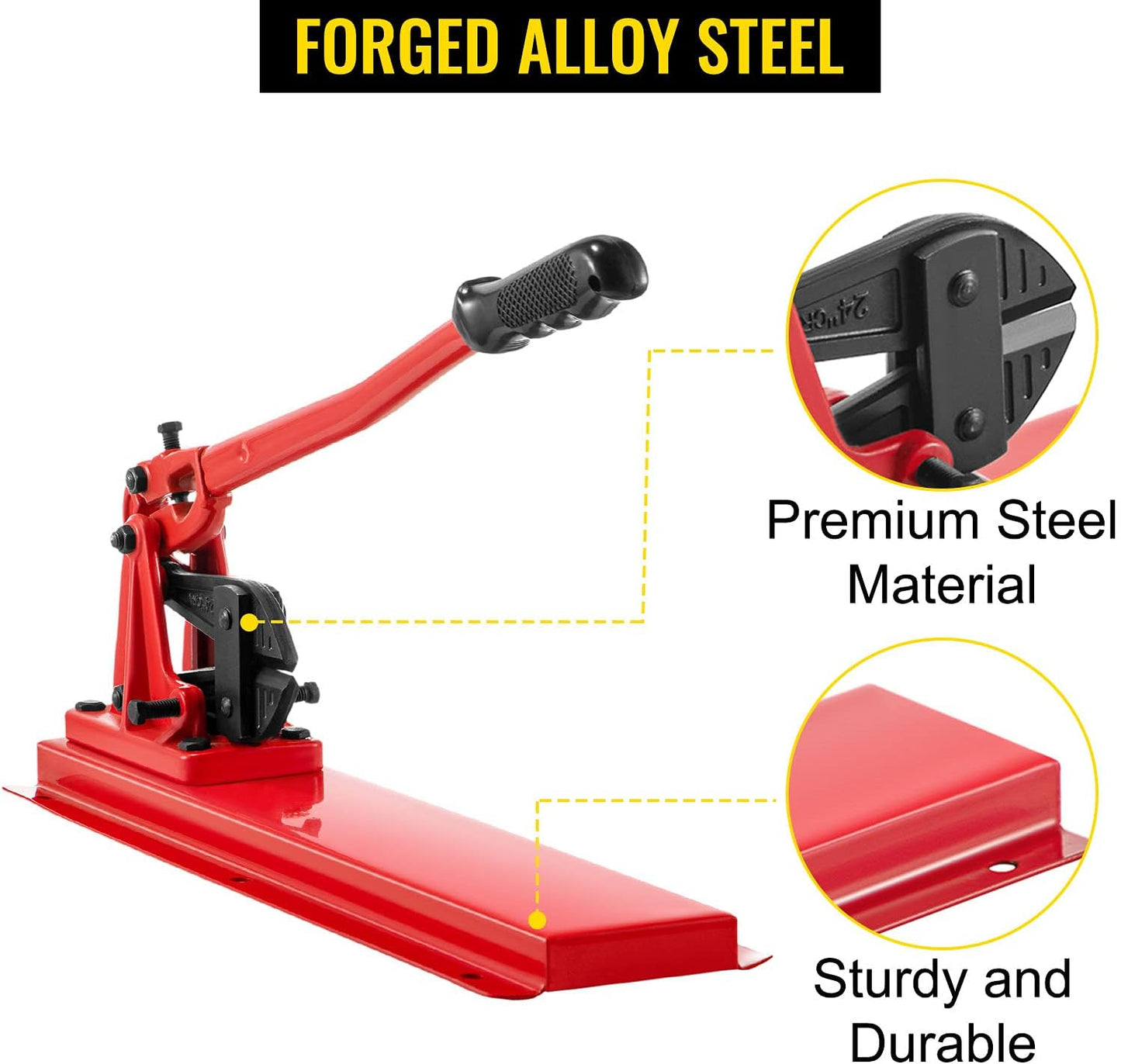 VEVOR Bench Swager Tool 24" Wire Rope Swaging Tool w/Crimper Cable Bolt Cutter Head Bench Crimper 1/16"-3/16" Aluminum/Copper Sleeves Bench Cable Alloy Steel Crimper Swager for1/2" Wire Rope Ferrules
