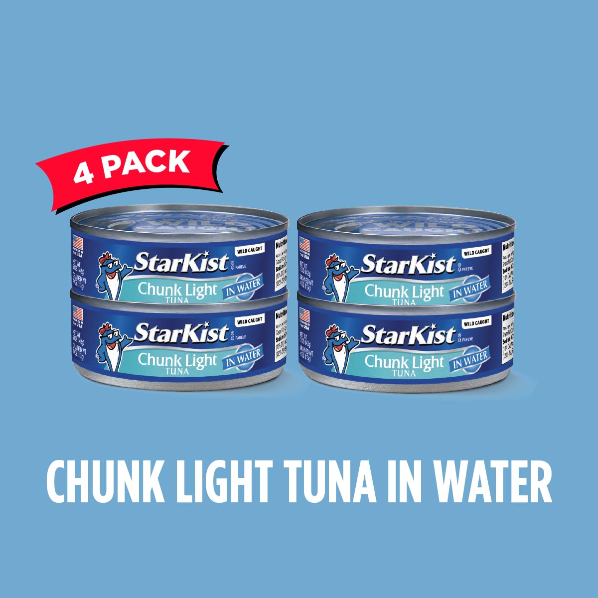 StarKist Chunk Light Tuna in Water, 5 oz (8 Pack) Canned Tuna Fish, Wild Caught, Gluten Free, Ready to Eat, Perfect for Salads, Keto Meals and Snacks, with 20g Protein & 90 Calories Per Serving