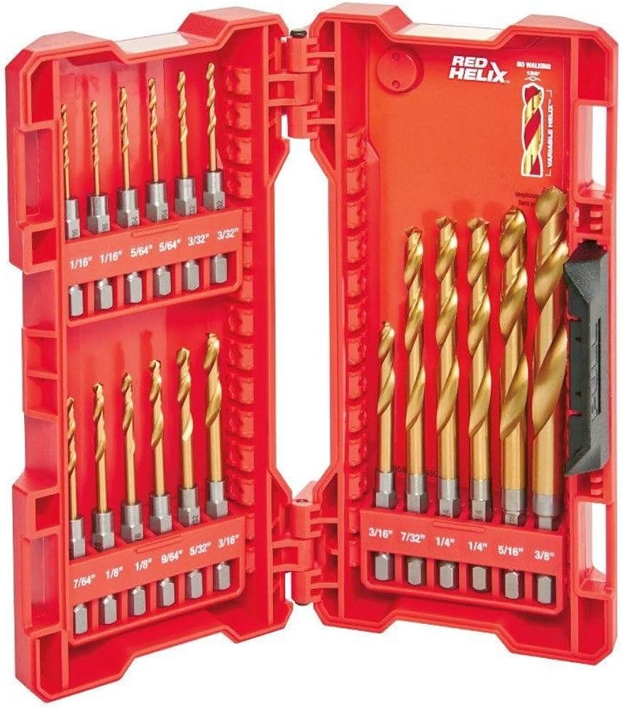 Milwaukee 48-89-4680 18-Piece Shockwave Impact Duty Thunderbolt Titanium Drill Bit Set w/Anti-Walking 135 Degree Angled Tip and Storage Case