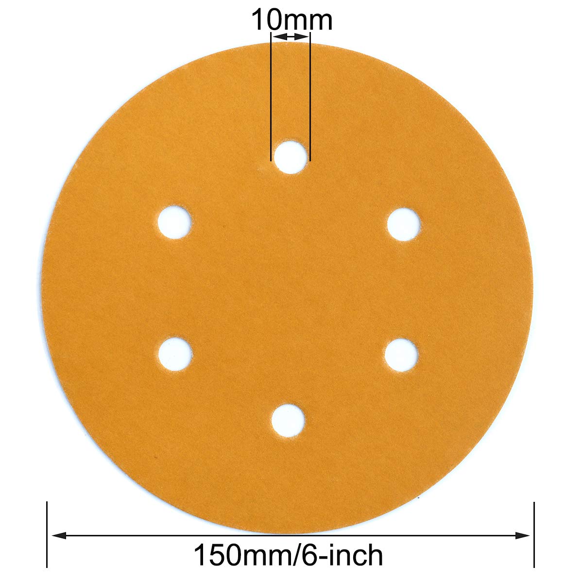 6-Inch 6-Hole Hook and Loop Sanding Discs 600-Grit, Random Orbital Sandpaper for Automotive and Woodworking, 100-Pack