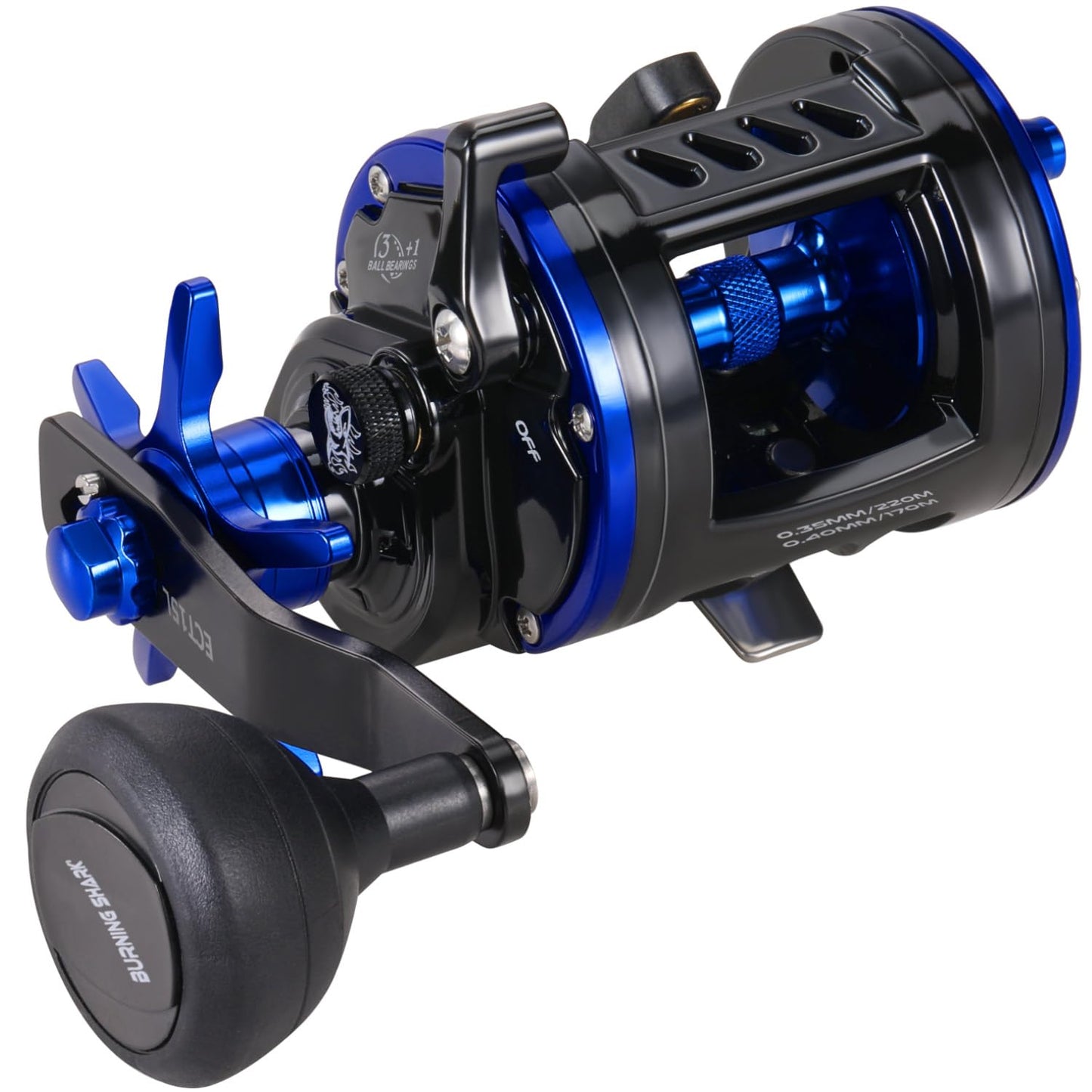 Baitcasting Fishing Reel, Smooth Powerful Round Baitcaster Reel, Saltwater Inshore Surf Trolling Reel, Conventional Reel for Catfish, Musky, Bass, Pike