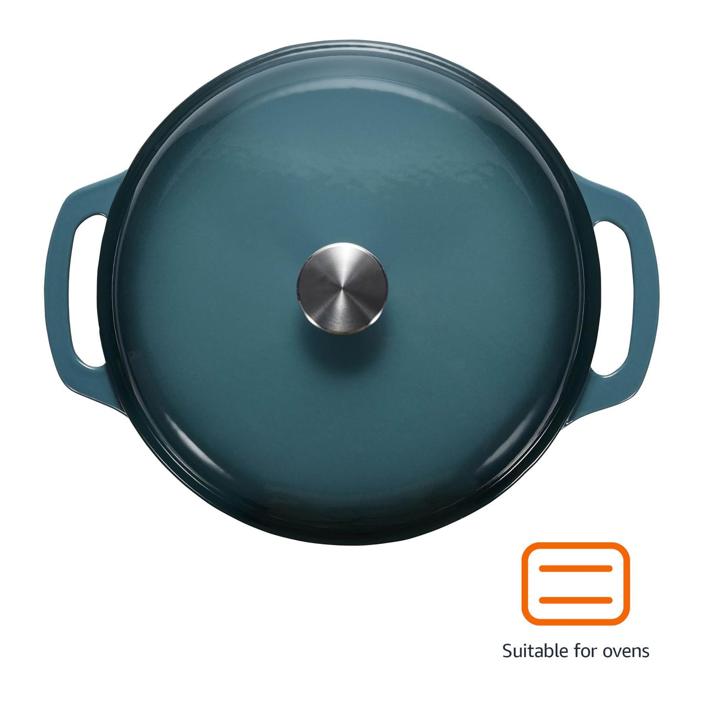 Amazon Basics Enameled Cast Iron Dutch Oven Pot with Lid, Oven Safe, Heavy-Duty, Dual Handles for Braising, Stews, Roasting, Round, 6-Quart, Gray