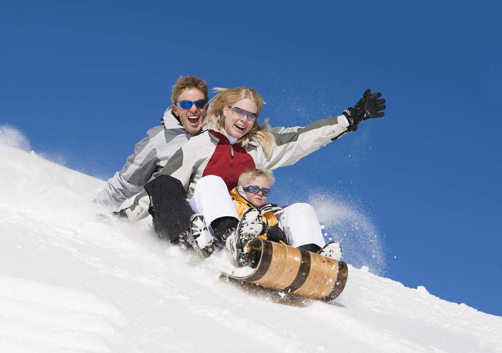 Flexible Flyer Classic Wood Toboggan. Snow Sled Adults & Kids, 6'