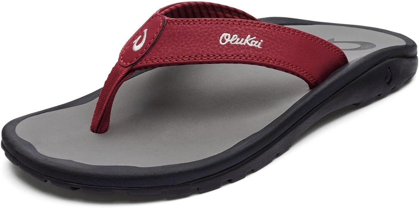 OLUKAI Ohana Men's Beach Sandals, Water Resistant Flip Flops, Arch Support & Comfort Fit, Lightweight & Durable, Enhanced Grip & Traction