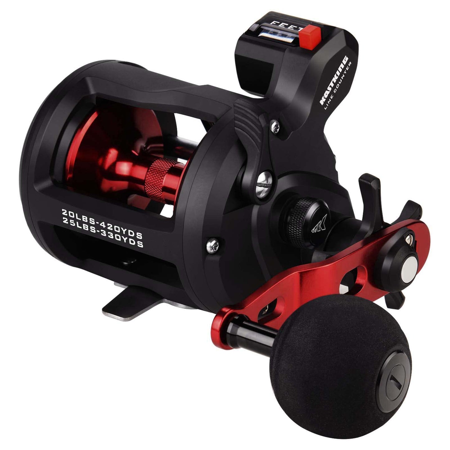 KastKing ReKon Round Baitcasting Fishing Reel, Saltwater Inshore Surf Trolling Reel, Up to 30LBS Powerful Max Drag, Conventional Reel for Catfish, Musky, Bass, Durable Graphite Frame for Saltwater
