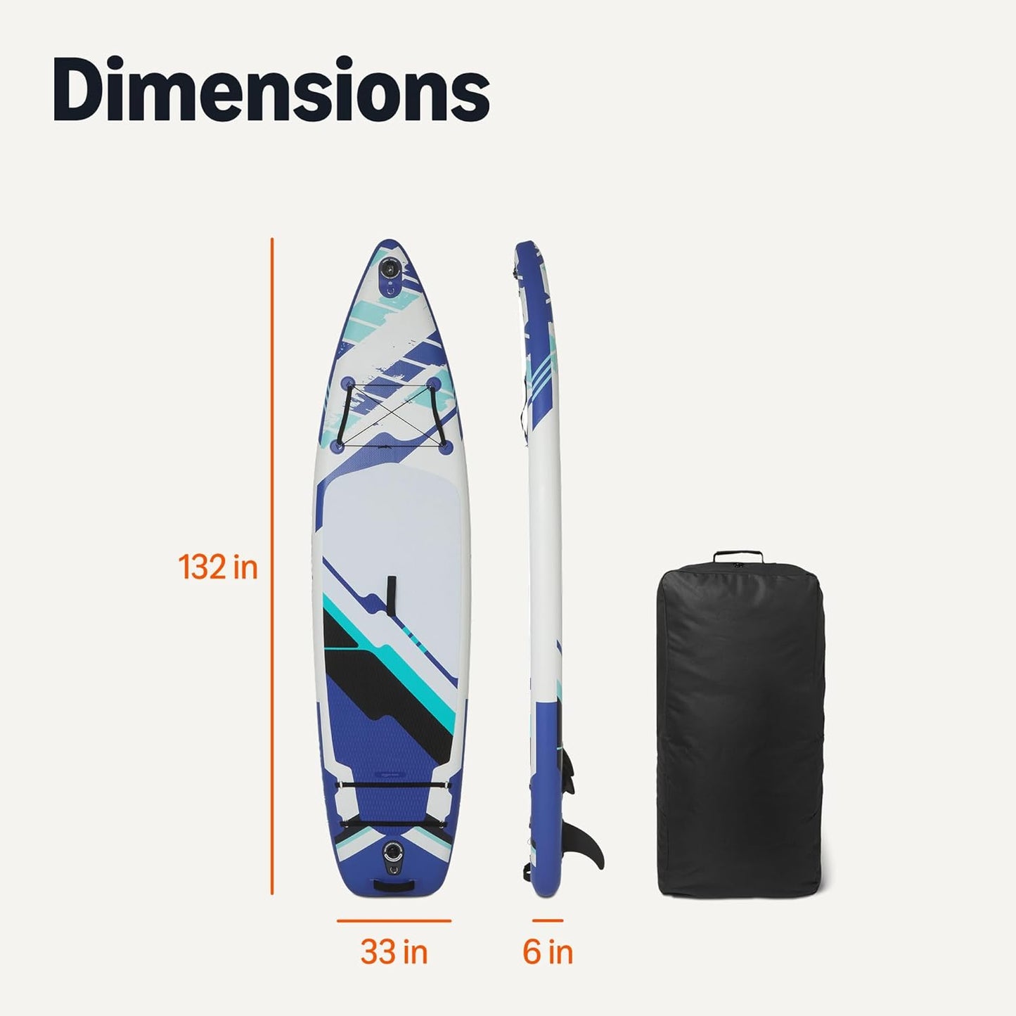 Amazon Basics Inflatable Stand Up Paddleboard with Accessories, 132" x 33" x 15", Blue