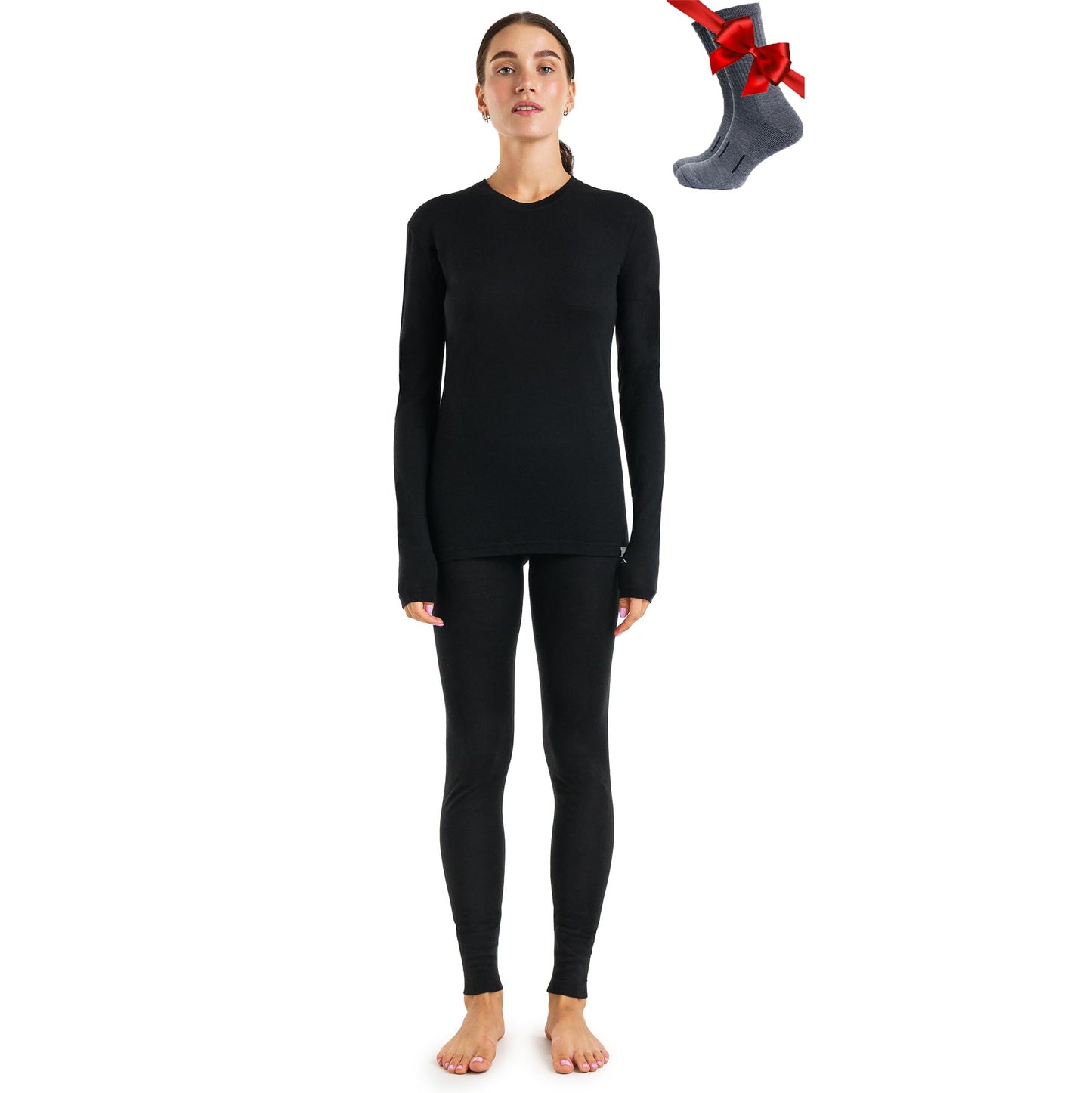 Merino.tech Merino Wool Base Layer Women Set - Heavyweight, Lite, Midweight Merino Thermal Underwear For Women Top, Bottom