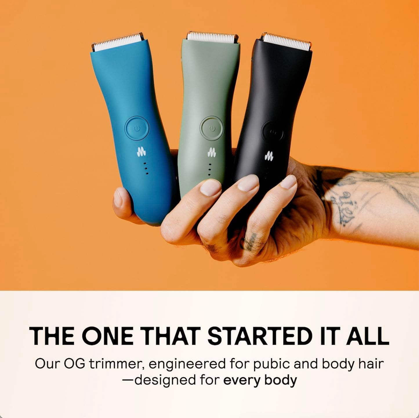 MERIDIAN The Trimmer Original - Body Hair Trimmer for Men, Electric Shaver for Pubic Hair, Chest, Legs & Bikini, Waterproof & Rechargeable, Sage