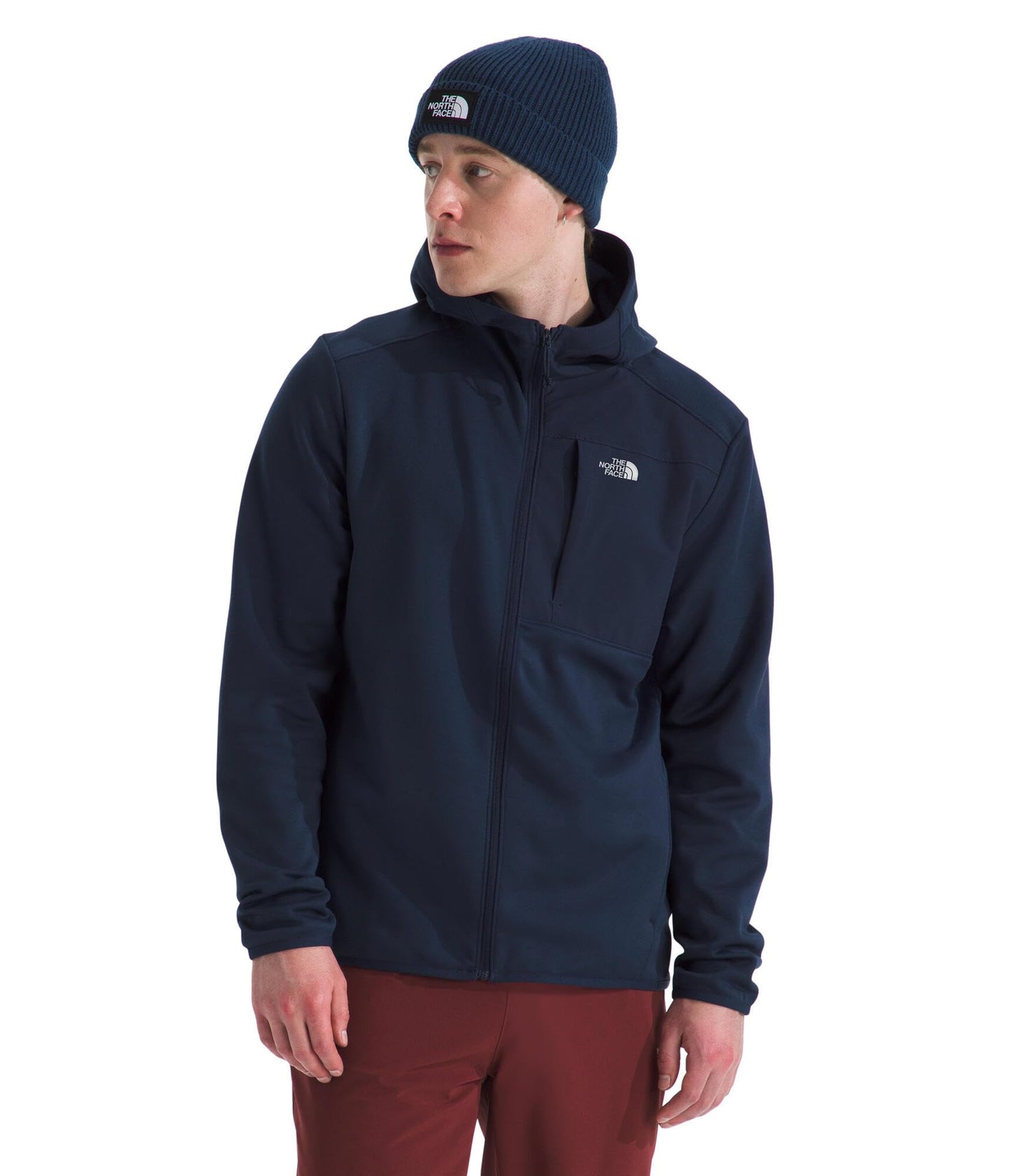 THE NORTH FACE Men's TNF Performance Fleece Full Zip Hoodie | Lightweight Hooded Top, Elastic Binding & Zip Pockets