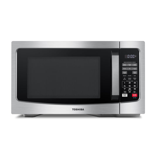 TOSHIBA ML-EM45PIT(BS) Countertop Microwave Oven with Inverter Technology, Kitchen Essentials, Smart Sensor, Auto Defrost, 1.6 Cu.ft, 13.6" Removable Turntable, 33lb.&1250W, Black Stainless Steel