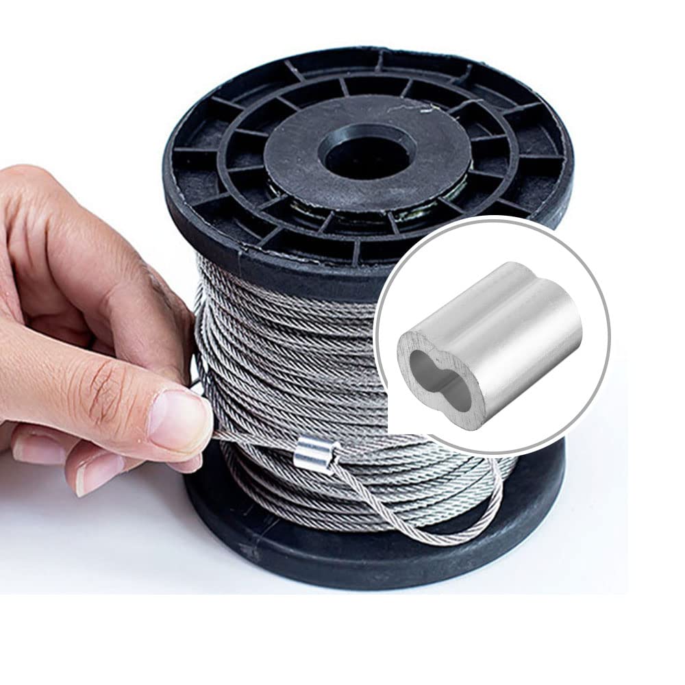 120pcs Wire Rope Aluminum Sleeve for 3/32 Diameter Wire Rope and Cable