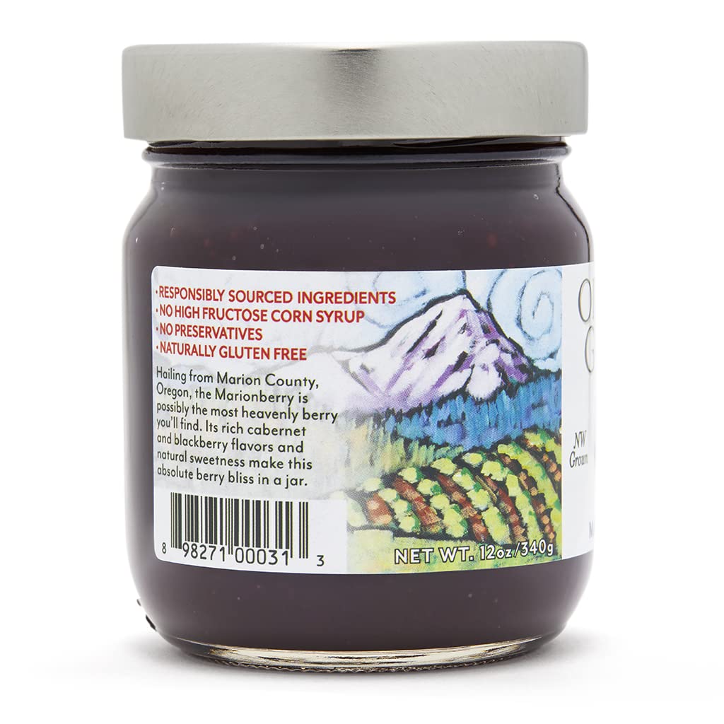 Oregon Growers, Marionberry Jam, Strawberry Jam, & Red Raspberry Jam Variety Pack - Marionberry Preserves, Strawberry Preserves, Red Raspberry Preserves, Organic Jelly - 12 Oz Each (Pack of 3)