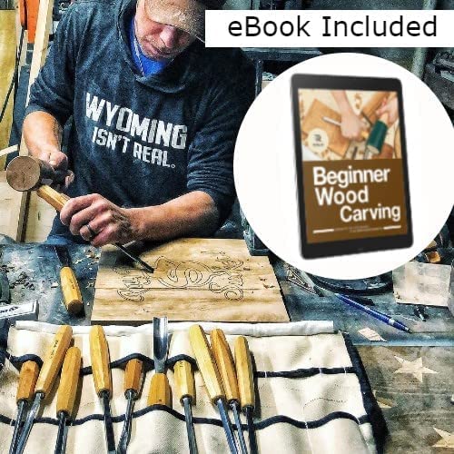 Schaaf Wood Carving Tools Set of 12 Chisels with Canvas Case | Wood Carving Chisels with Razor Sharp CR-V 60 Steel Blades