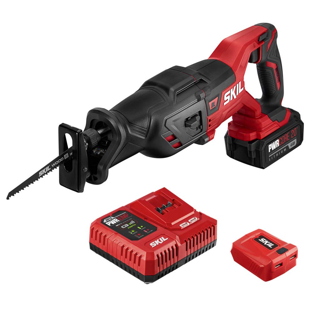SKIL 20V Compact Reciprocating Saw Includes 2.0Ah PWR CORE 20 Lithium Battery and Charger - RS582902