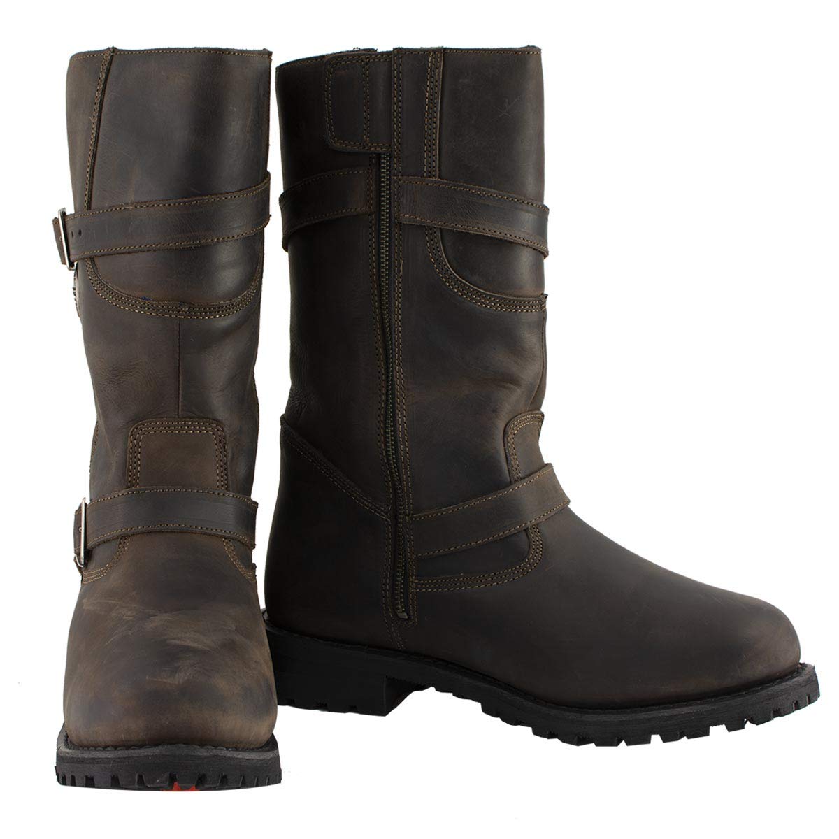 Milwaukee Leather MBM9063 Men's Classic Distressed Brown Leather Motorcycle Engineer Riding Biker Boots - 11.5