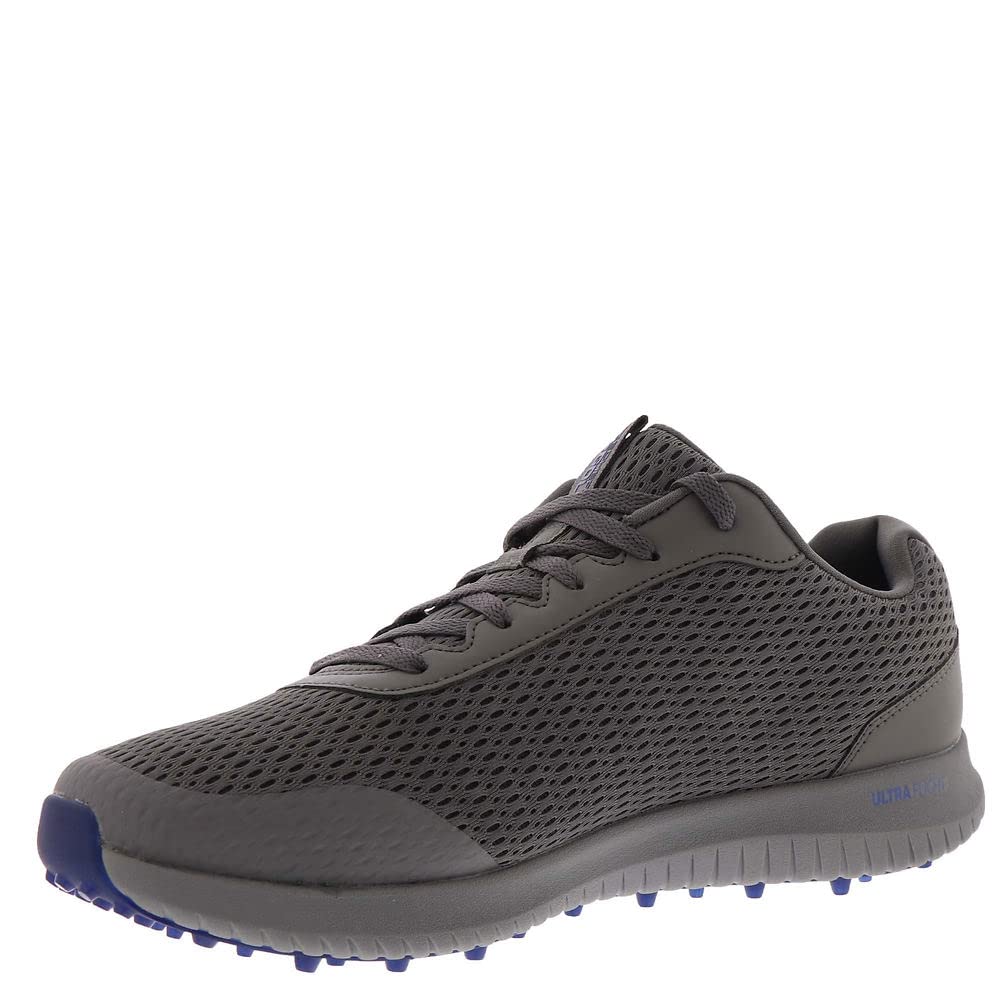 Skechers Men's Elite 5 Range Relaxed Fit Waterproof Spikeless Golf Shoe Sneaker, Charcoal/Navy, 12