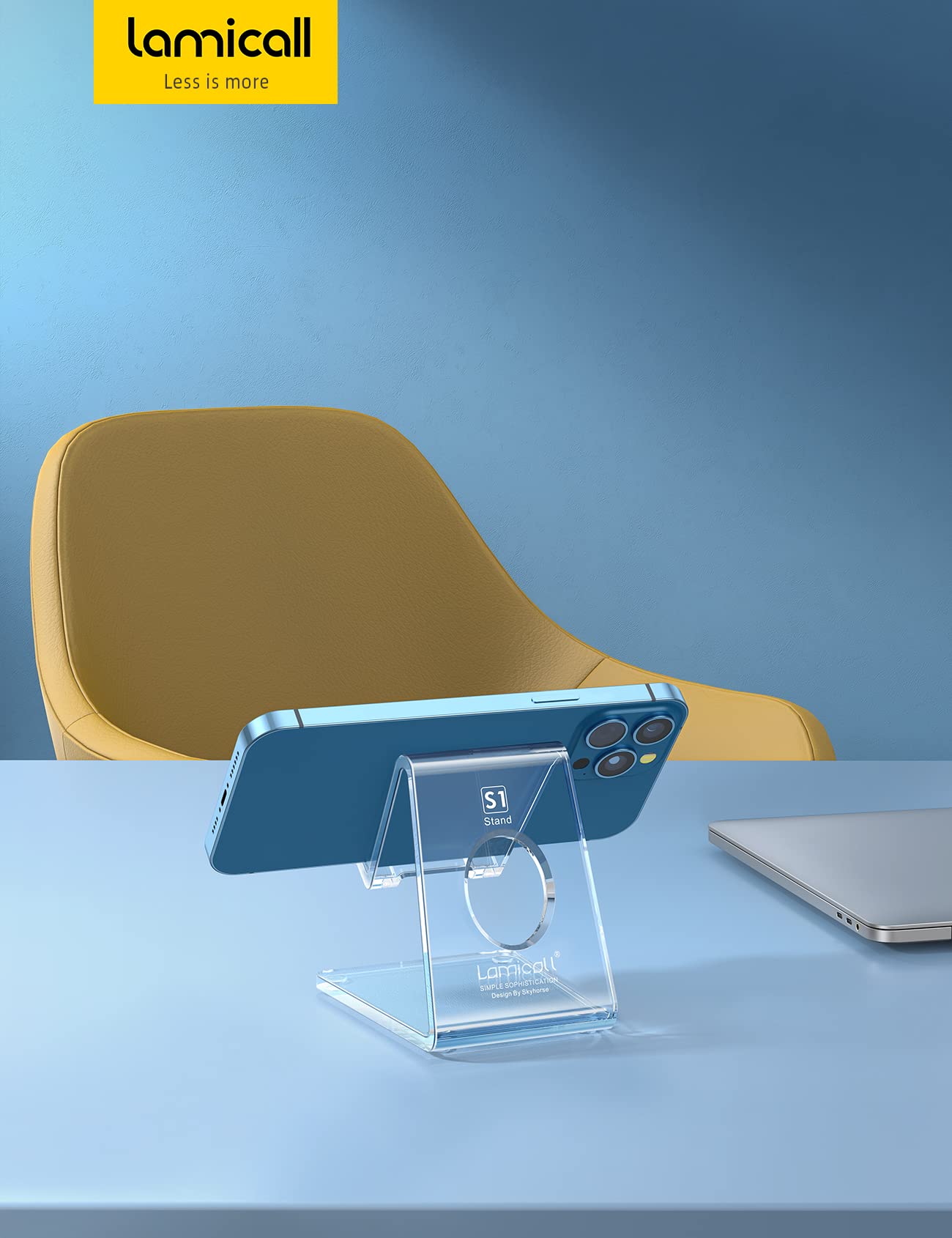 Lamicall Cell Phone Stand, Desk Accessories - Clear Office Cell Phone Holder, Acrylic Phone Stand, Desktop, Acrylic Office Desk Accessories, Office Decor, Suitable for iPhone, 4-8'' Phone