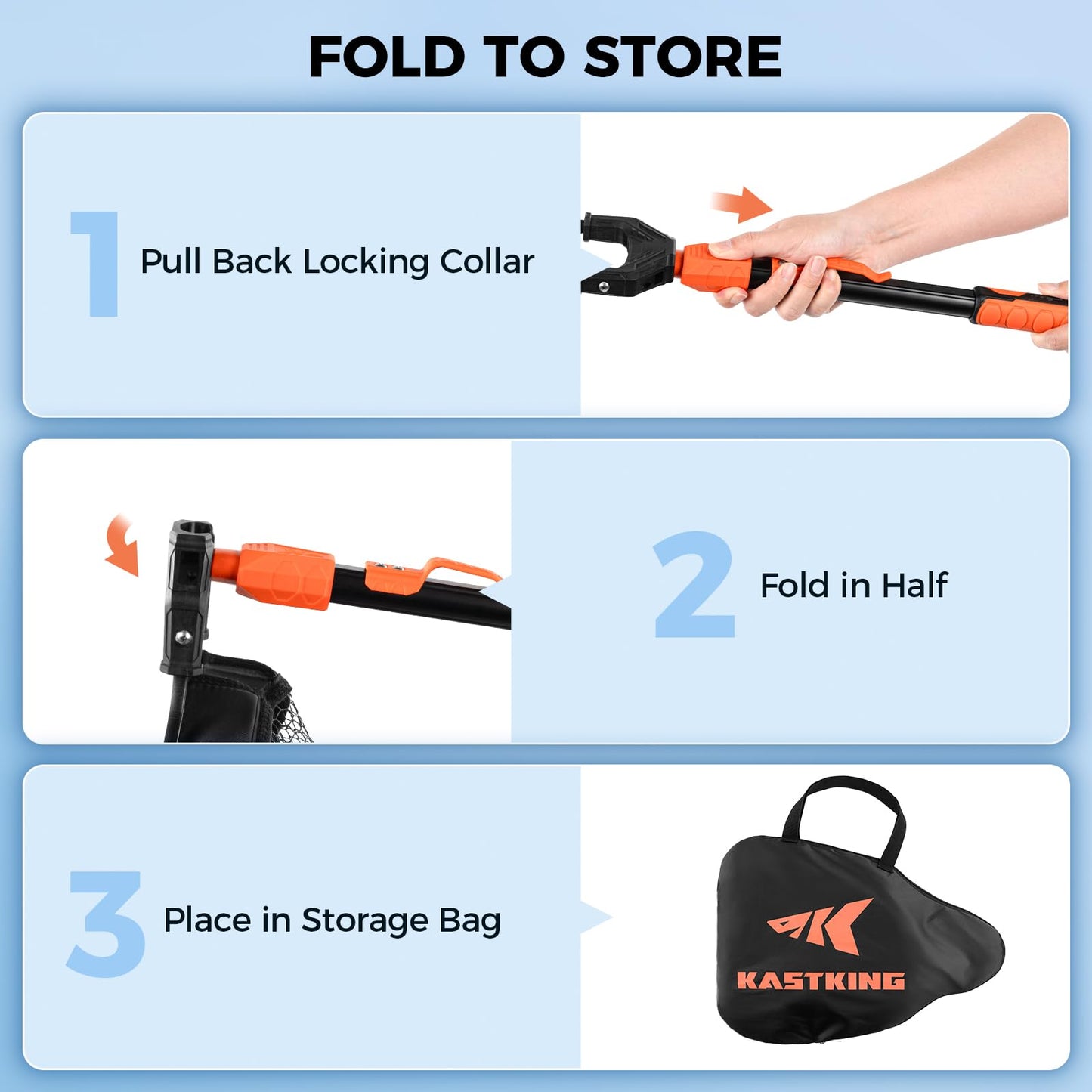 KastKing Titanet Fishing Net, Durable Aluminum Handle, Non-Slip Hi-vis Grip, Compact Storage Bag & Lanyard, Ideal for Kayak & Wading Fishing, Two Net Options