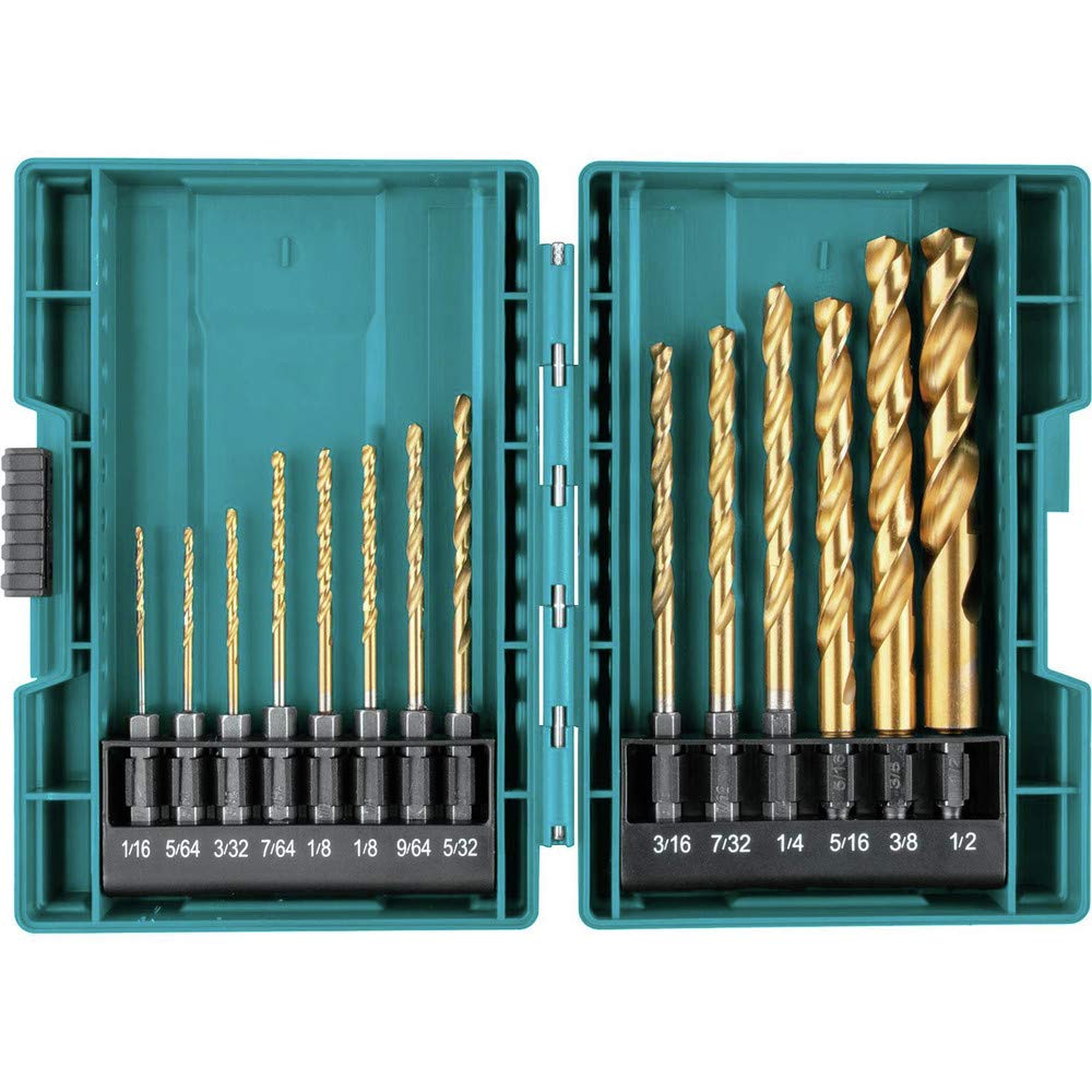 Makita B-65399 Impact Gold 14 Pc. Titanium Drill Bit Set, 1/4 In. Hex Shank