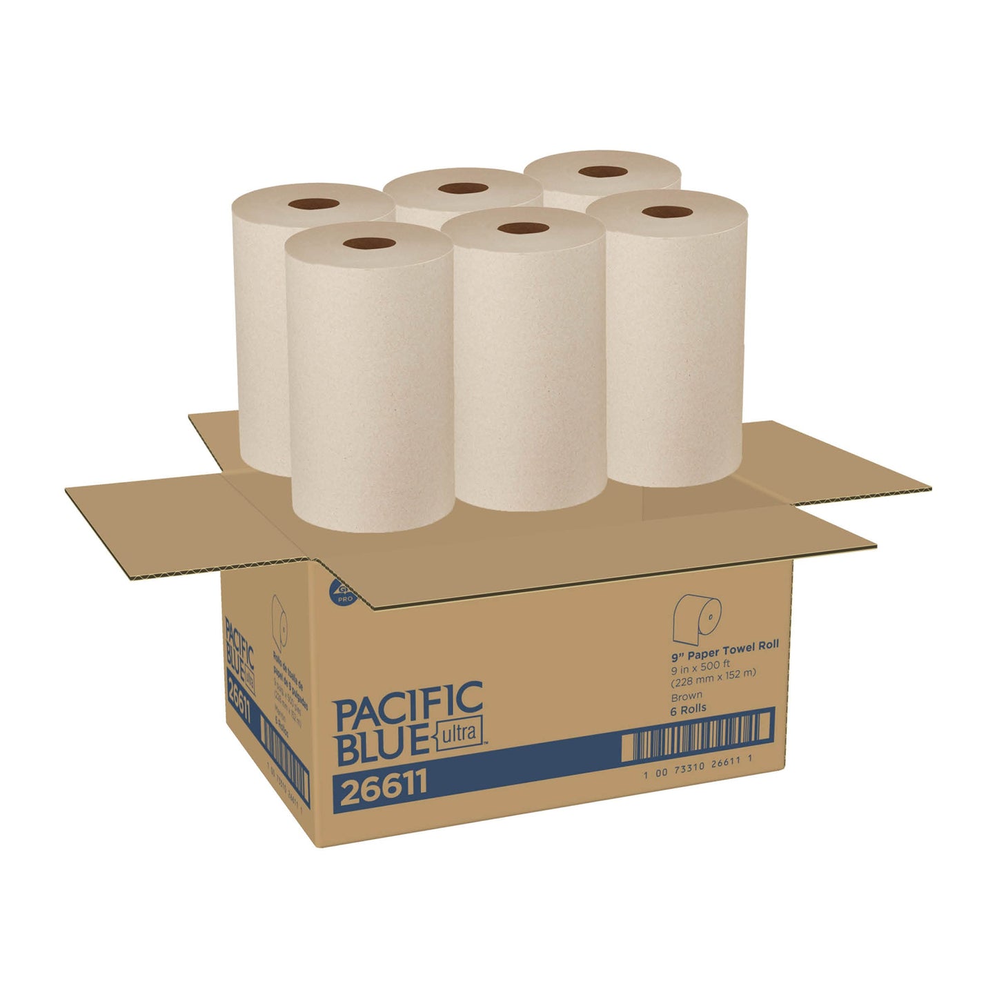 Pacific Blue Ultra 8” High-Capacity Recycled Paper Towel Roll by GP PRO (Georgia-Pacific), White, 26490, 1150 Feet Per Roll, 6 Rolls Per Case
