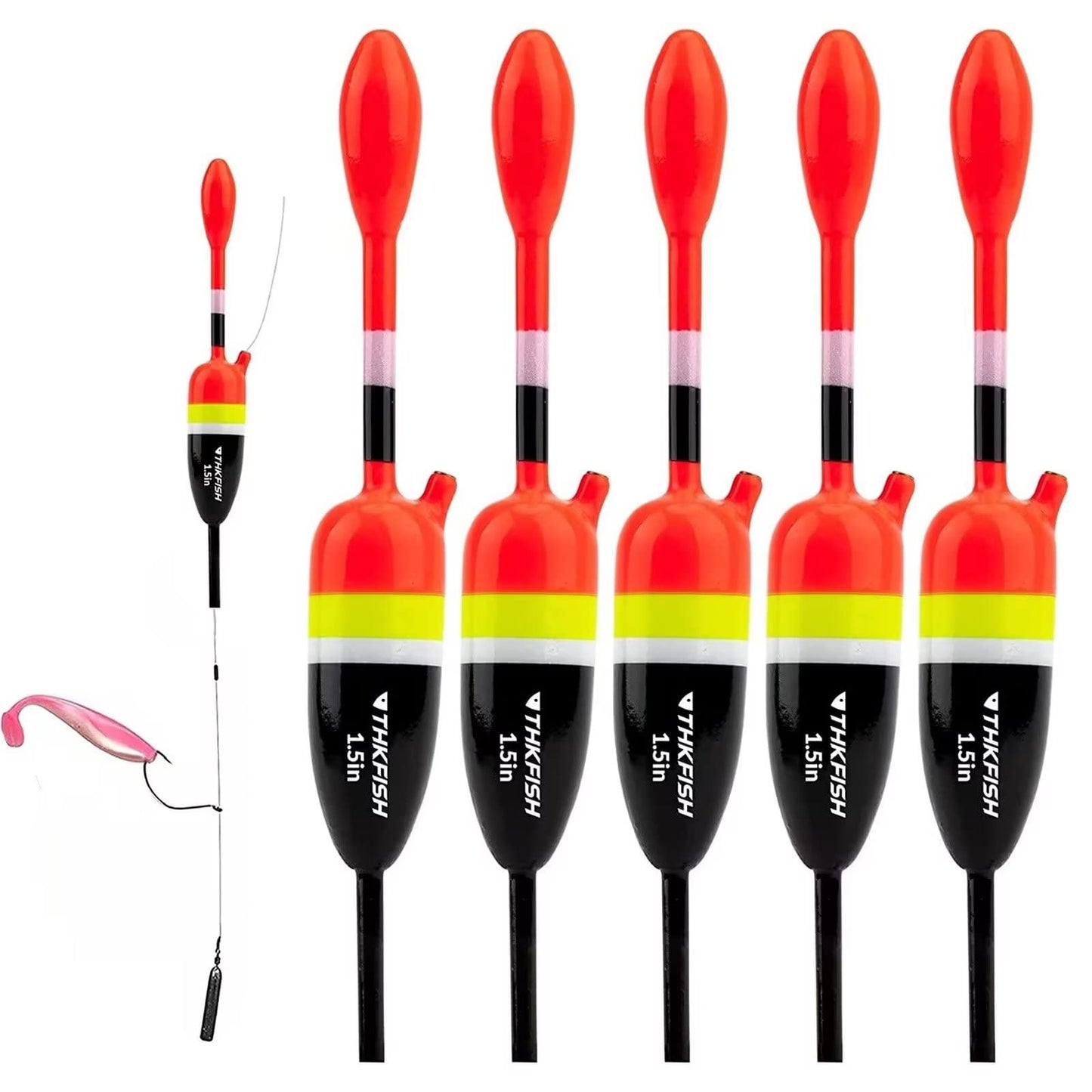 THKFISH Fishing Bobbers Fishing Floats and Bobbers Slip Bobbers for Fishing Balsa Floats Crappie Fishing Bobbers 1/6oz(3.47"X0.47"X6.73") 3/8oz(3.84"X0.6"X 7.2") 1/2oz(4.13"X0.75"X7.87")