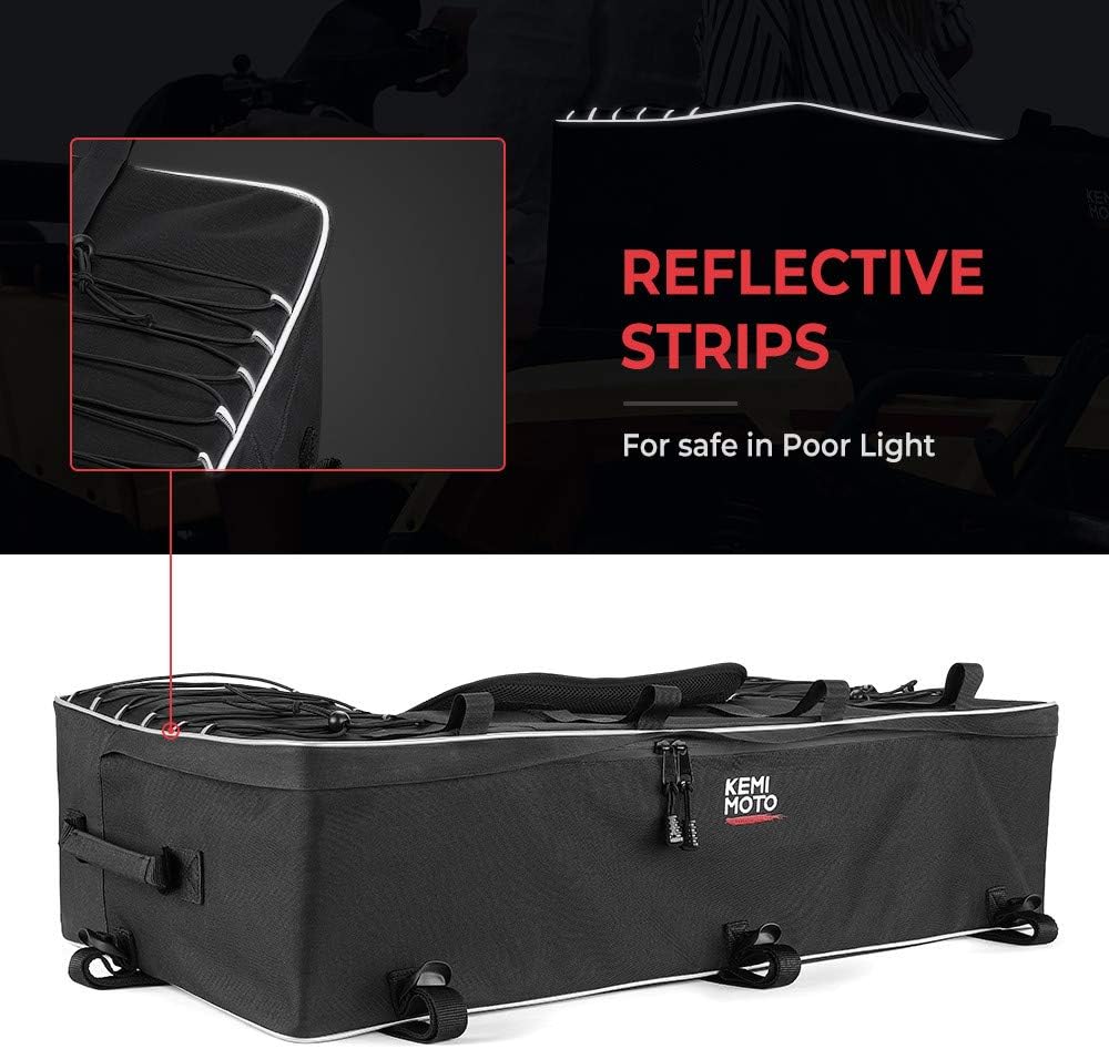 KEMIMOTO ATV Storage Bags, 50L ATV Rear Seat Storage Bag Water-Resistant Four Wheeler Gear Bag Back Seat with Built-In Frame, Removable Cushion for Passenger
