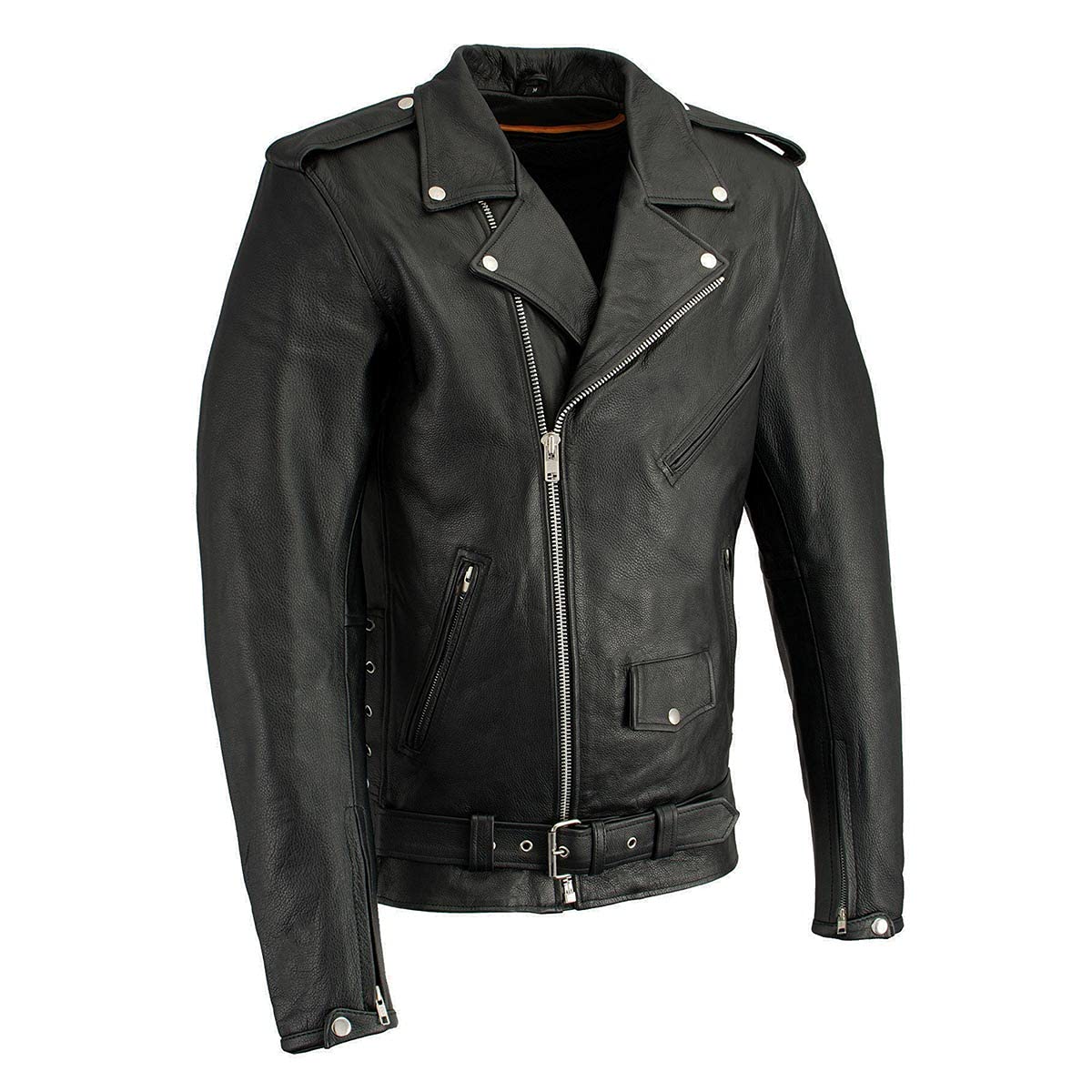 Milwaukee Leather LKM1781 Men's The Legend Classic Black Premium Leather Motorcycle Jacket w/Quilted Liner