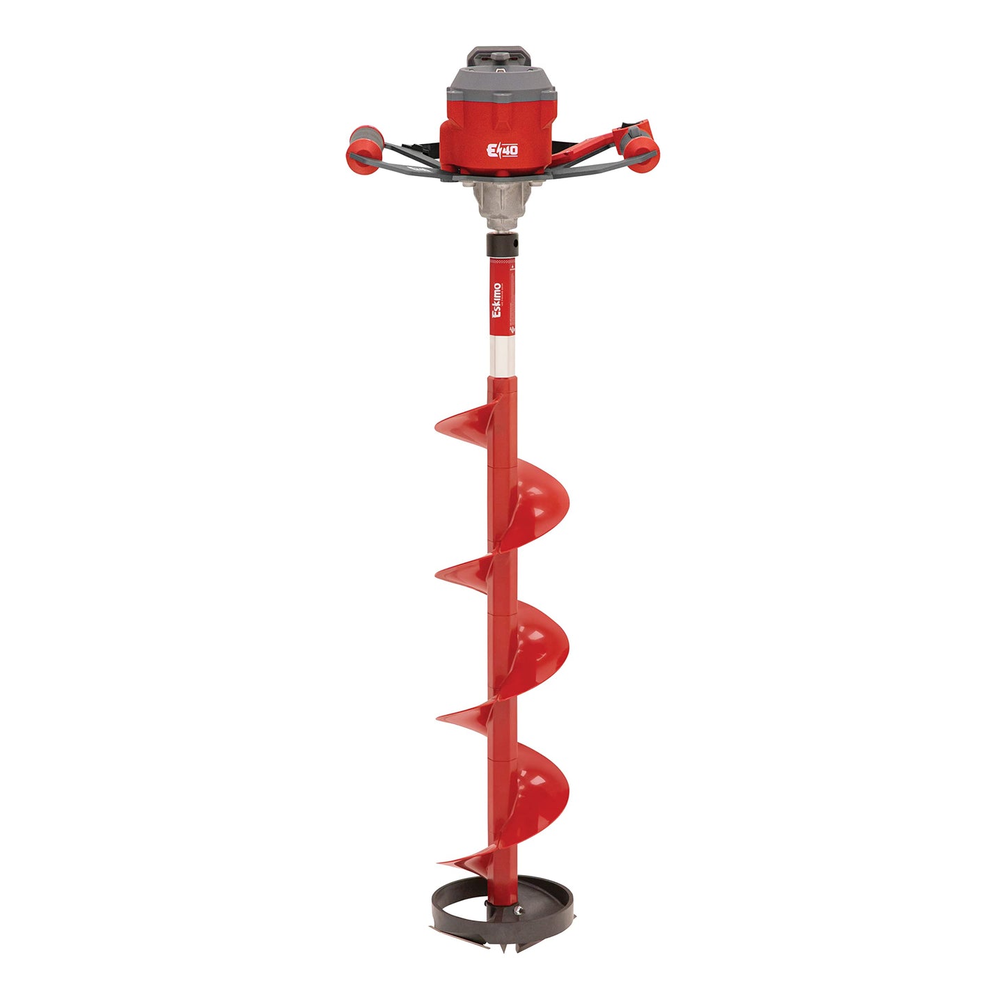 Eskimo E40 Electric Ice Fishing Auger, Full Power 40v Lithium-ion Battery, Lightweight Powerhead, Turbo Cutting System, Multi-Edge Blades, Red