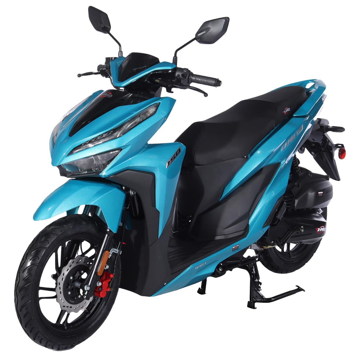 X-PRO Capri 150cc Moped with 14" Aluminum Wheels, Electric/Kick Start! (Black)