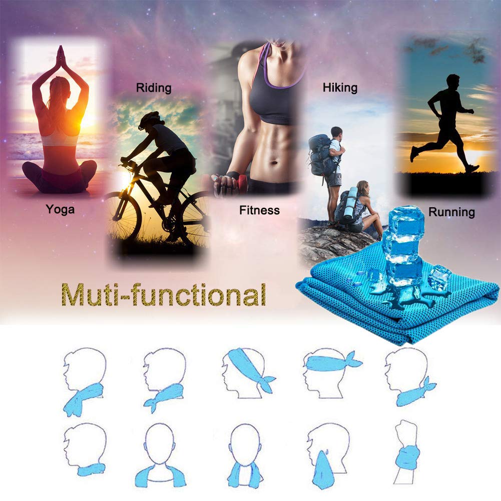 YQXCC Cooling Towel | 2 Pack 47"x12" | Ice Cool for Neck | Soft Breathable Microfiber Chilly | for Yoga, Golf, Gym, Camping, Running, Workout & More Activities