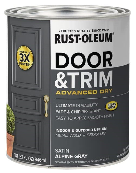 Rust-Oleum 369383 Advanced Dry Door & Trim Paint, Quart, Satin Black