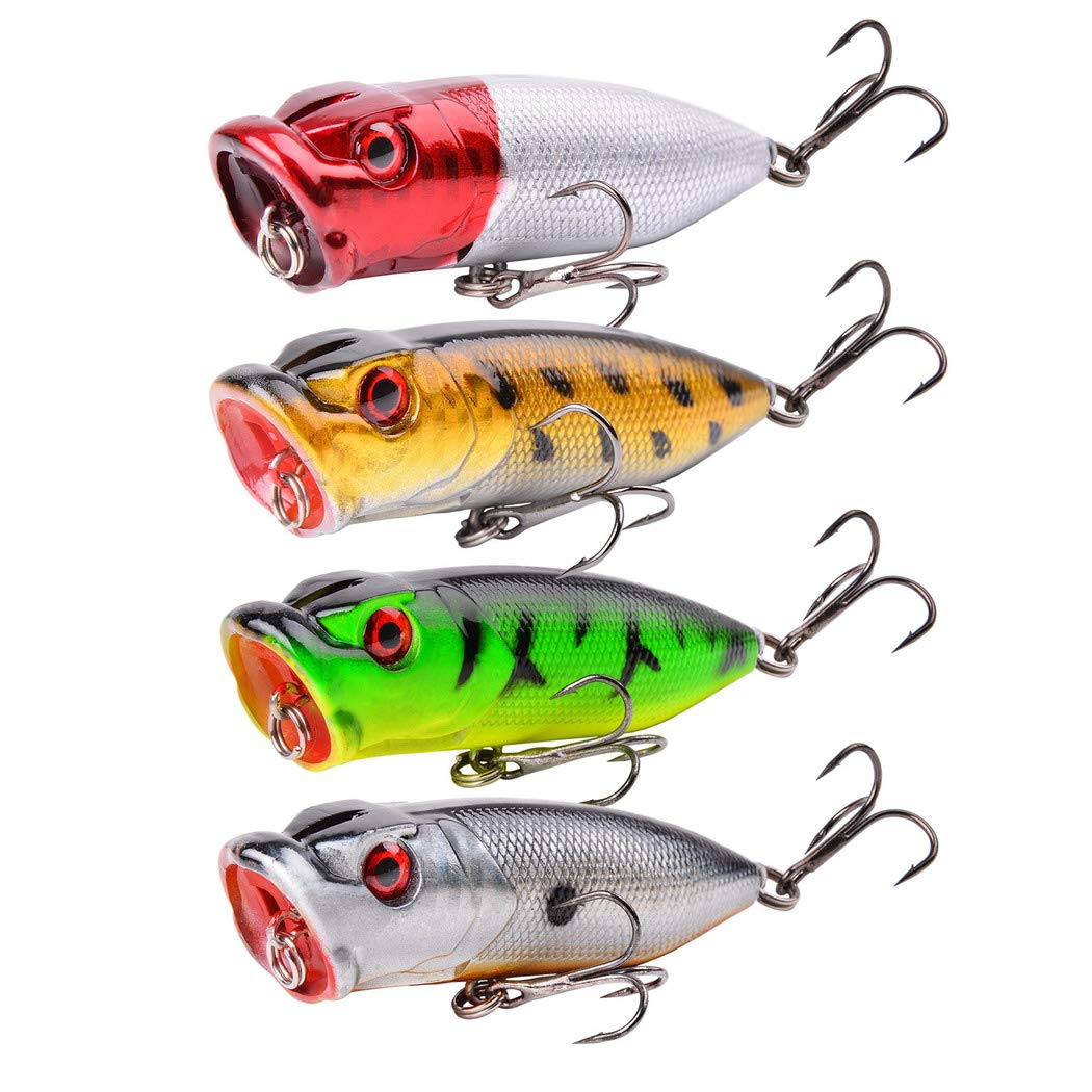 Fishing Lures Kit Mixed Including Minnow Popper Crank Baits with Hooks for Saltwater Freshwater Trout Bass Salmon Fishing