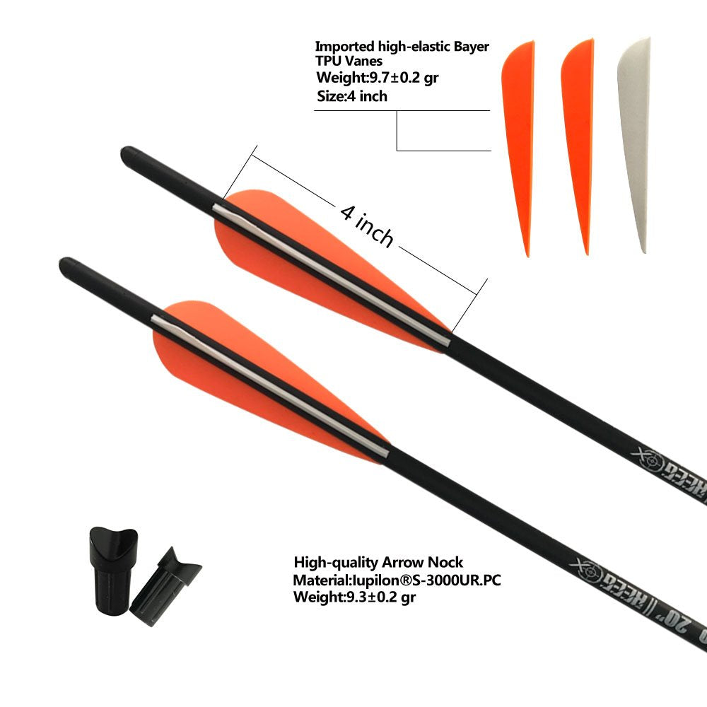 REEGOX Crossbow Bolts 16/18/20 inch Bio Crossbow Arrows with Moon Nocks and Removable Tips (Pack of 12)