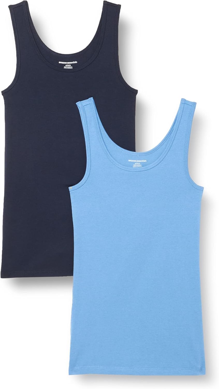 Amazon Essentials Women's Slim-Fit Scoop Neck Tank Top, Pack of 2