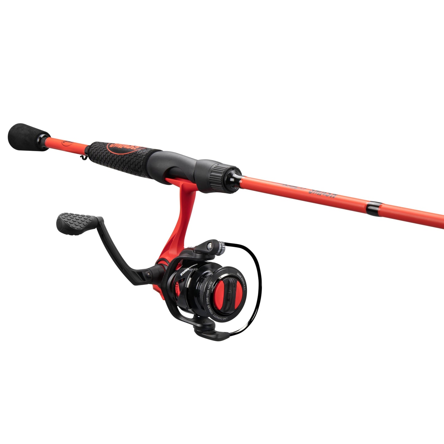 Lew's MACH Smash Spinning Reel and Fishing Rod Combo, Premium IM6 Graphite Blank Fishing Rod, Right or Left-Hand Retrieve, Split-Grip Winn Dri-Tac Handle and EVA Base, Black/Neon Red