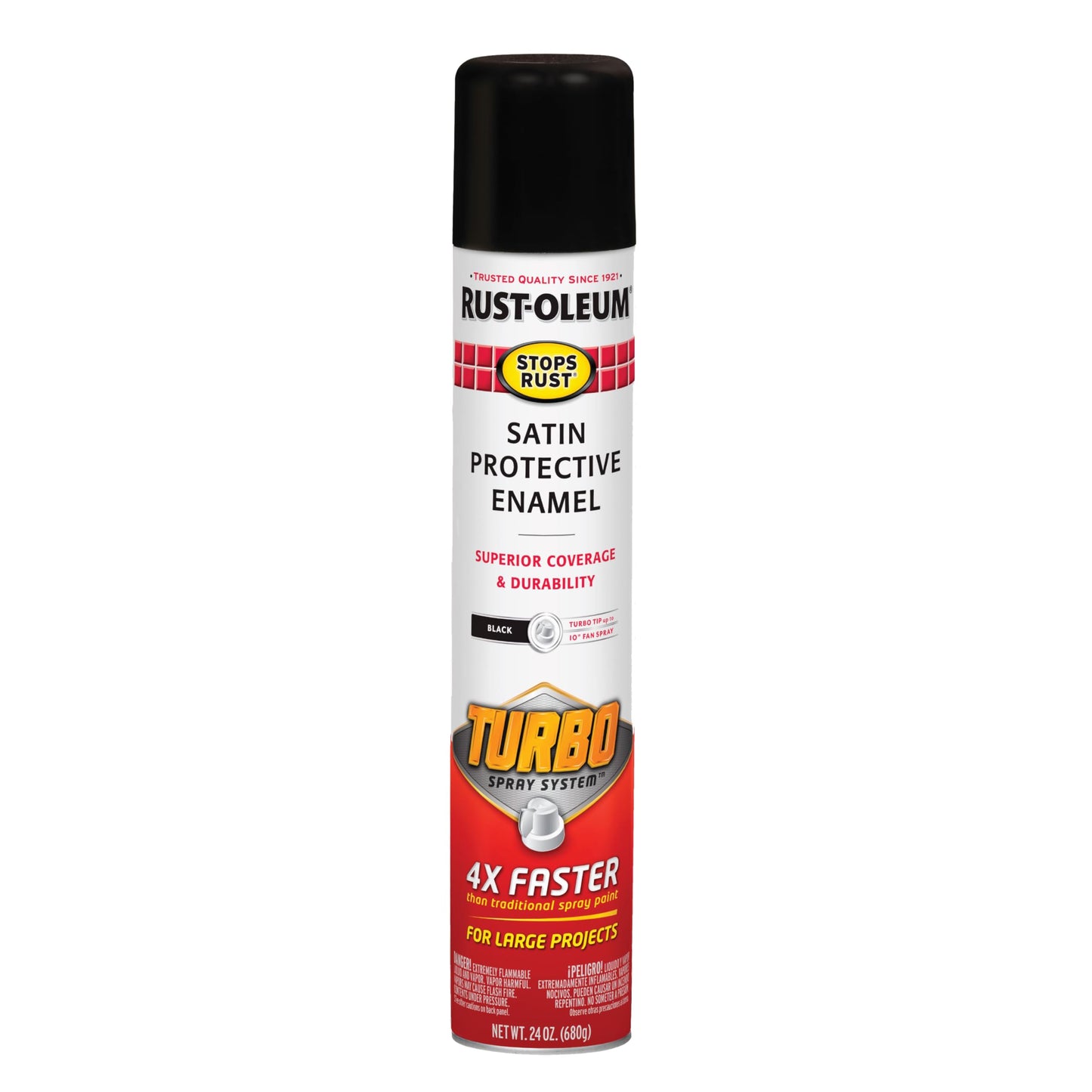 Rust-Oleum 376298 Stops Rust Turbo Spray System Spray Paint, 24 oz, Flat Black