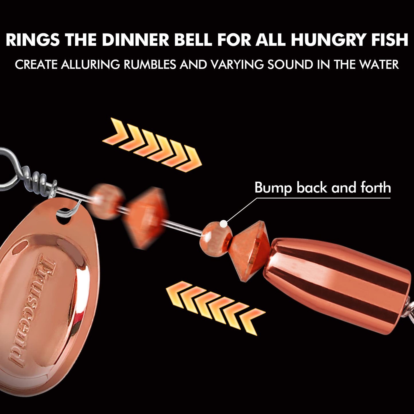 TRUSCEND Swimming or Jigging Fishing Spinners with Two-Way Spinning Spoons System, Rooster Tail Fishing Lures with Flash Copper Body & Blade, Freshwater and Saltwater Blade Bait for Bass Walleye Trout