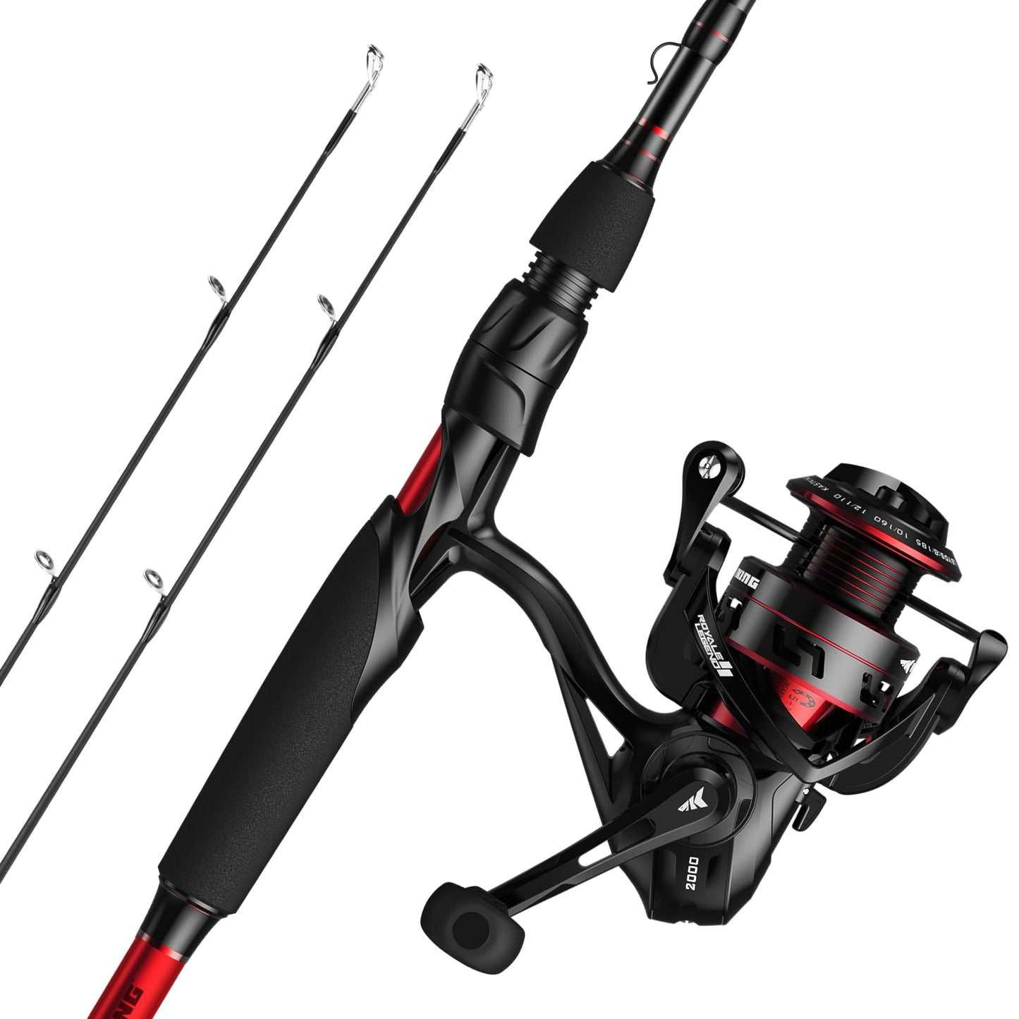 KastKing Royale Legend II Spinning Fishing Combos, 7'3'' M Twin Tips Rod, Size 3000